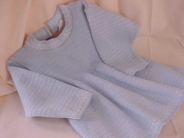 Blue dress with white trim